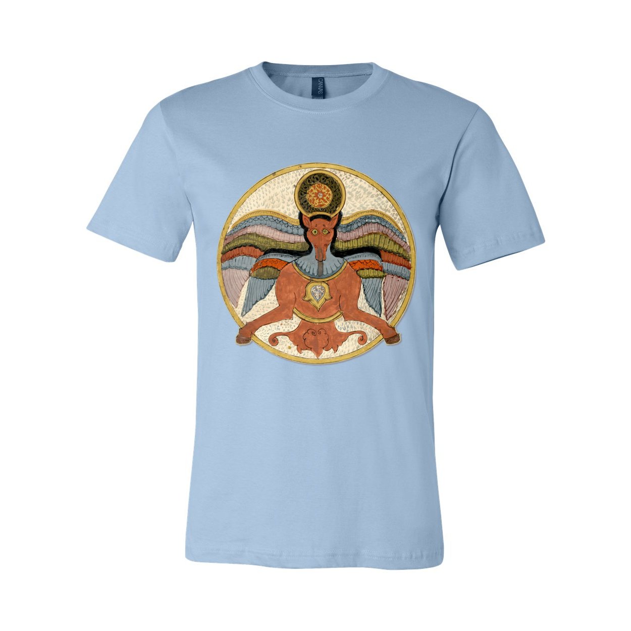 T-Shirts XS / Light Blue The Radiance of Al-'Ilm (1670) | Watercolor Flying Horse, Steed, Pegasis | Arabic Illuminated Codex Graphic Art T-Shirt