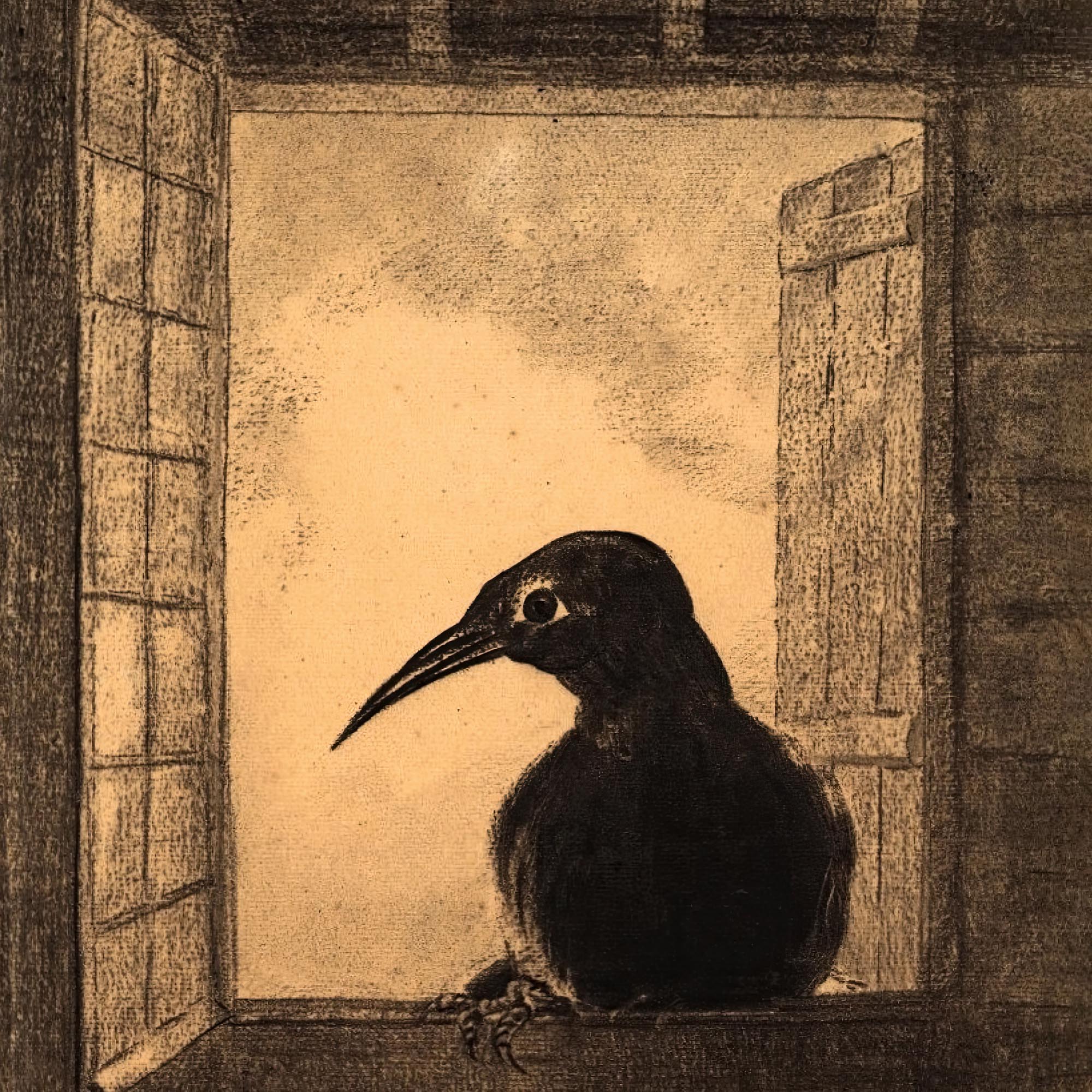 Fine art The Raven, Odilon Redon Dark Crow Gothic Wall Art | Vintage Poe Symbolist Gicleé Fine Art Print