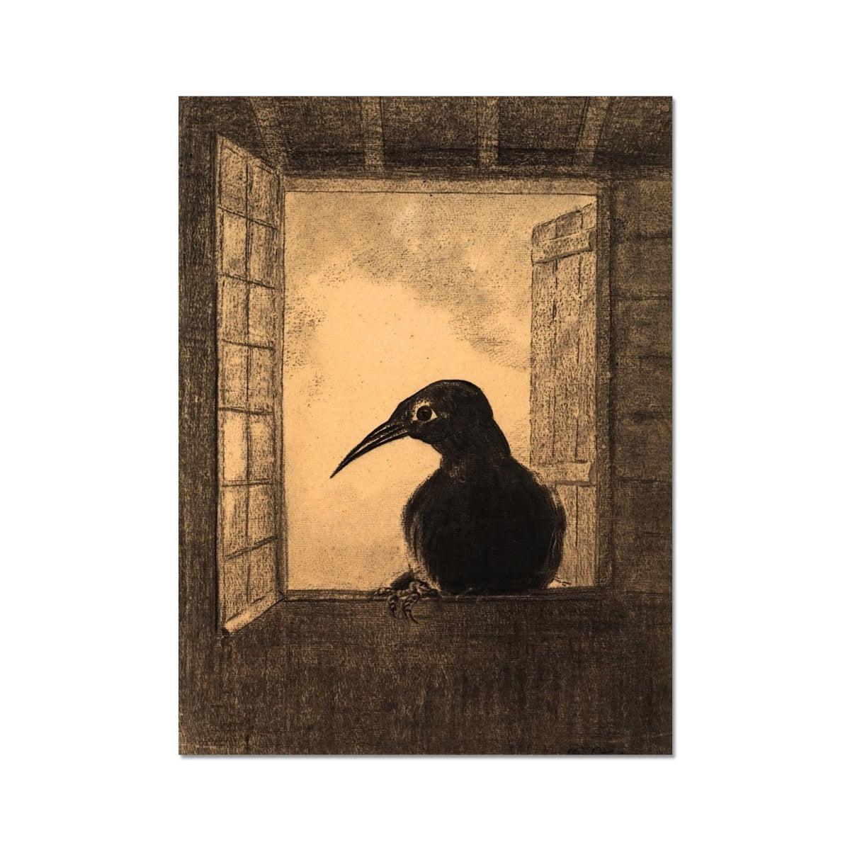 The Raven, Odilon Redon Dark Crow Gothic Wall Art | Vintage Poe Symbolist Gicleé Fine Art Print