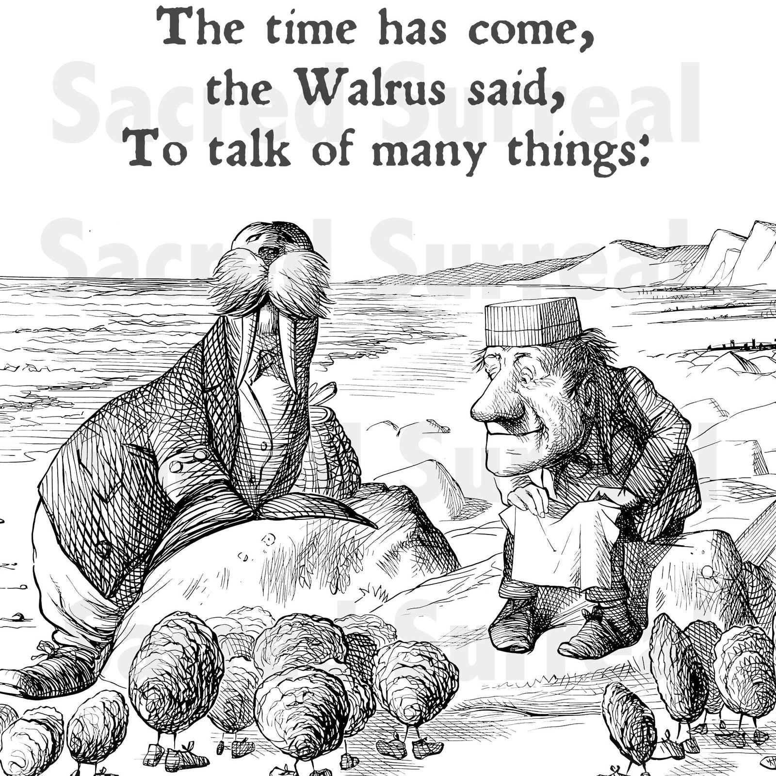 The Walrus and the Carpenter | Through the Looking-Glass, Louis Carroll | Surreal Literary Fantasy Art T-Shirt