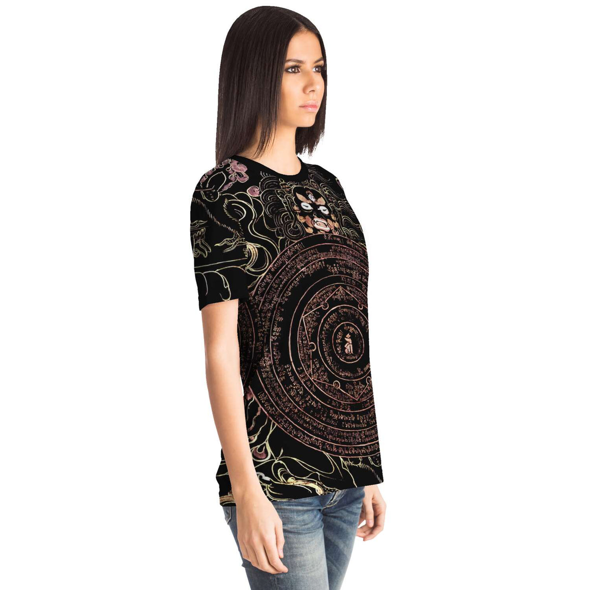 The Wheel of Dharma (The Dharma Chakra) Antique Hindu and Buddhist Deity Supernatural Hindu Thangka Graphic Art T-Shirt Tee