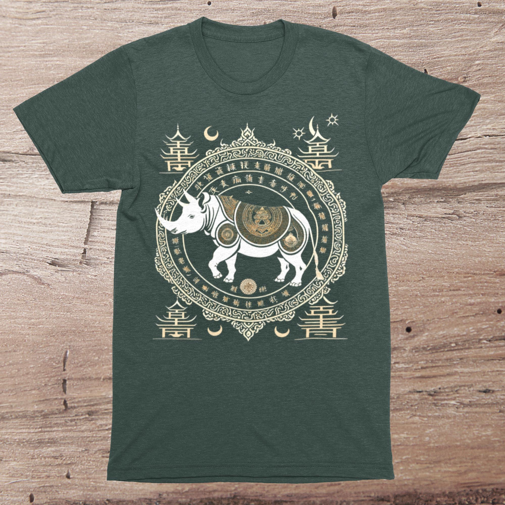 T-Shirts XS / Heather Midnight Navy The Year of The Rhinoceros | Rhino Strength, Resilience, Purpose | Otherworldly Chinese Zodiac Astrology Graphic Art T-Shirt