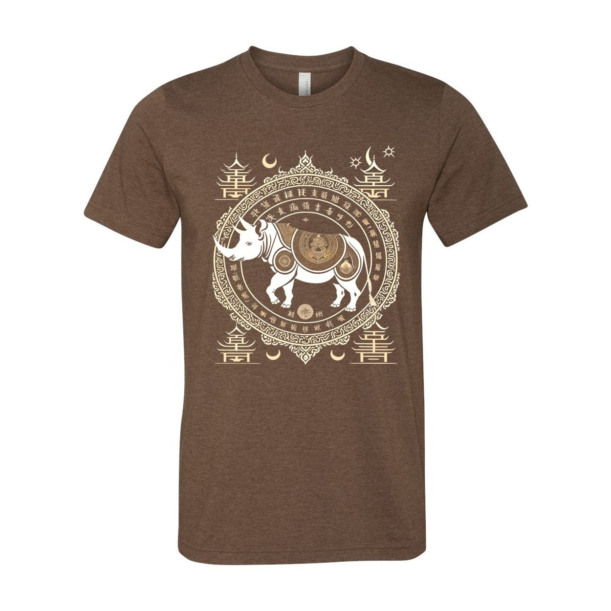 T-Shirts XS / Heather Brown The Year of The Rhinoceros | Rhino Strength, Resilience, Purpose | Otherworldly Chinese Zodiac Astrology Graphic Art T-Shirt