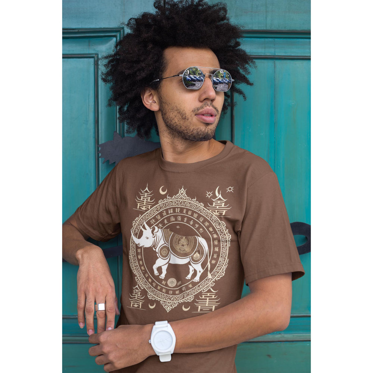 The Year of The Rhinoceros | Rhino Strength, Resilience, Purpose | Otherworldly Chinese Zodiac Astrology Graphic Art T-Shirt