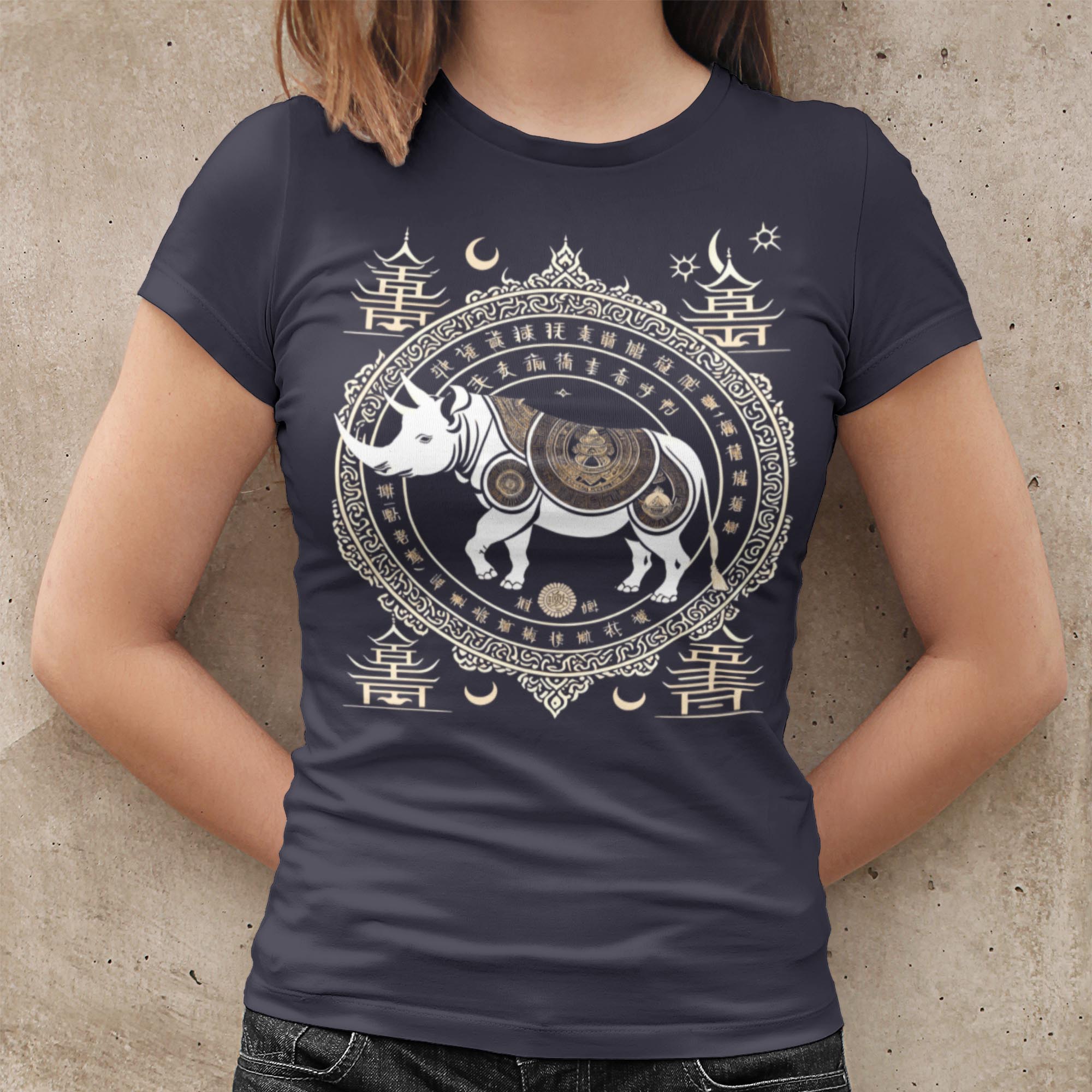 T-Shirts The Year of The Rhinoceros | Rhino Strength, Resilience, Purpose | Otherworldly Chinese Zodiac Astrology Graphic Art T-Shirt