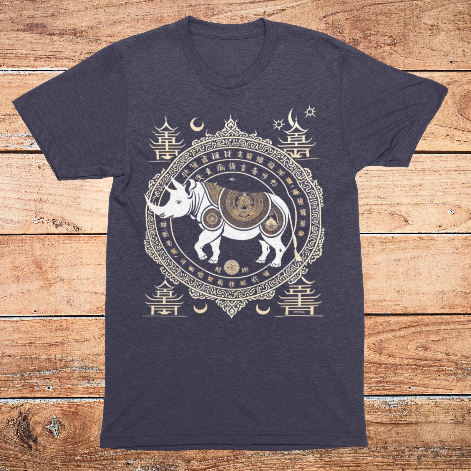 T-Shirts XS / Heather Midnight Navy The Year of The Rhinoceros | Rhino Strength, Resilience, Purpose | Otherworldly Chinese Zodiac Astrology Graphic Art T-Shirt