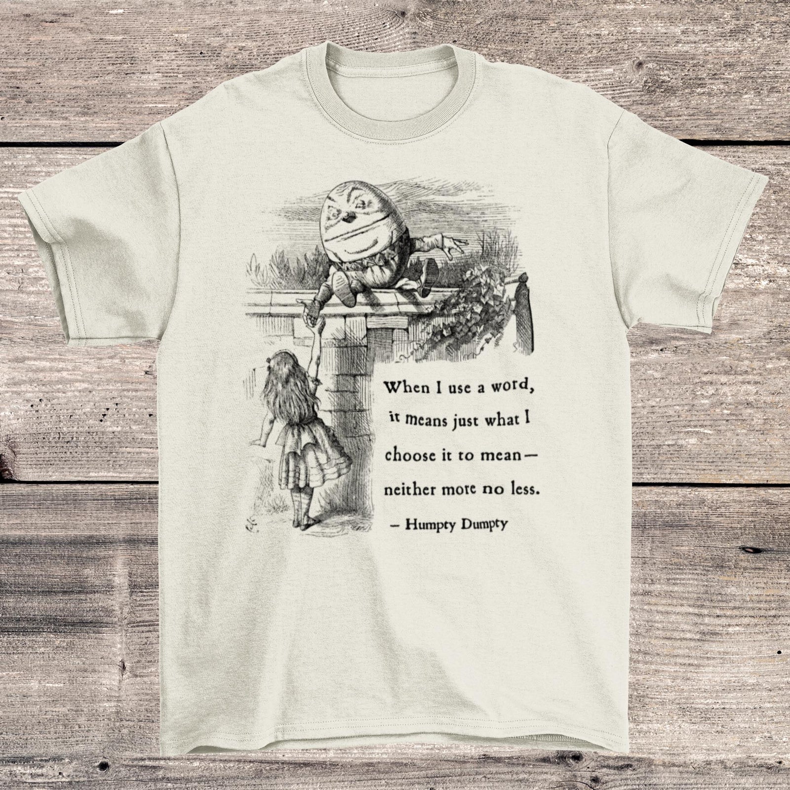 Humpty Dumpty Tenniel Illustration | Through The Looking Glass, Alice In Wonderland | Lewis Carroll Vintage Literary Art T-Shirt