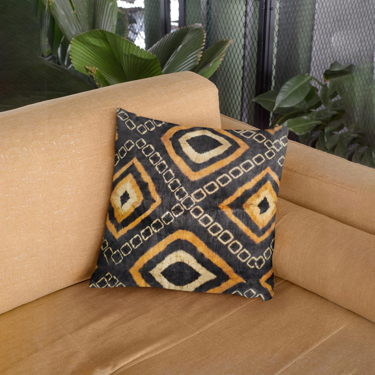 Tie Dye African Pillow w/ Insert | Bohemian Kuba Cloth, Kente Mudcloth Kilim | Gift for Him Decorative Throw Pillow