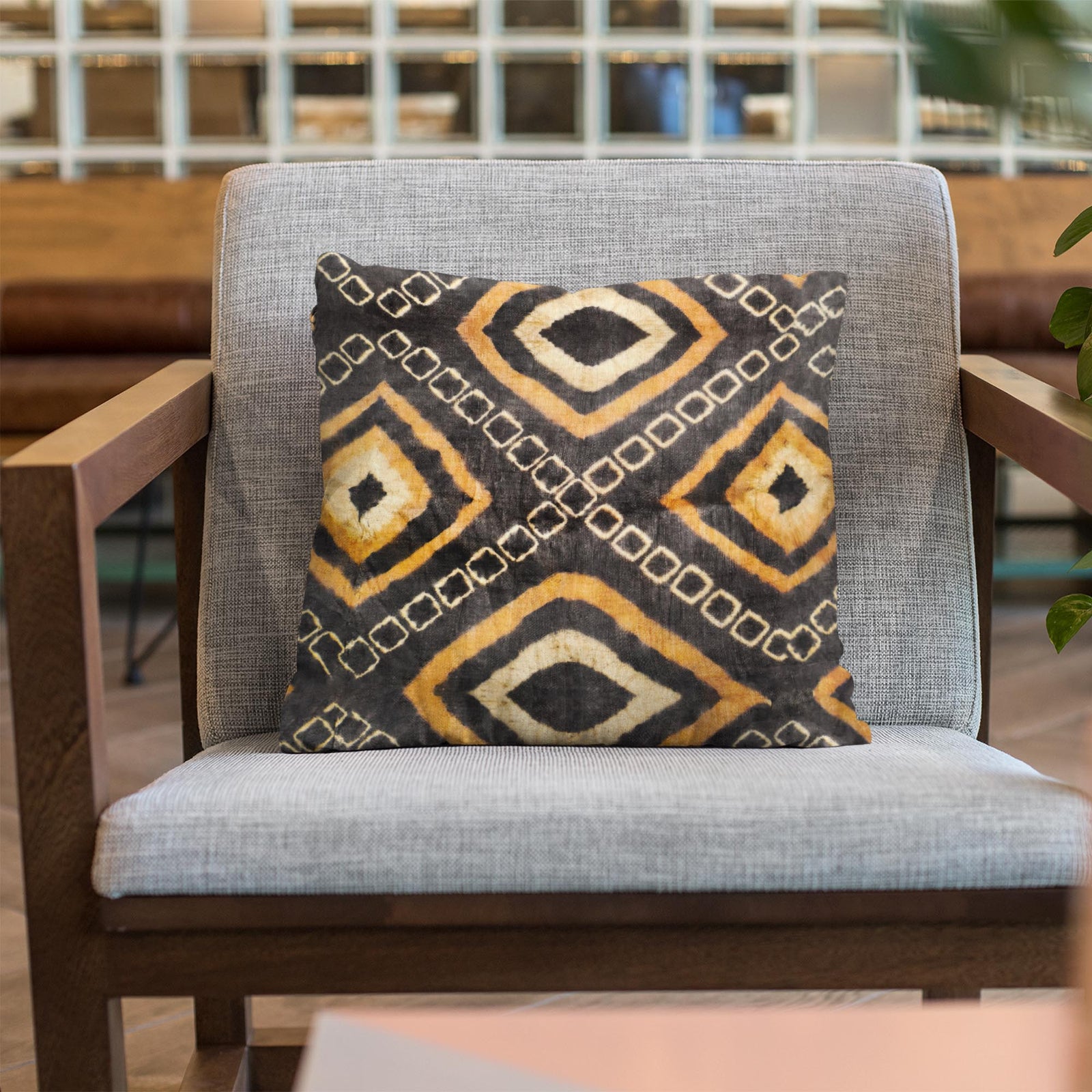 Tie Dye African Pillow w/ Insert | Bohemian Kuba Cloth, Kente Mudcloth Kilim | Gift for Him Decorative Throw Pillow