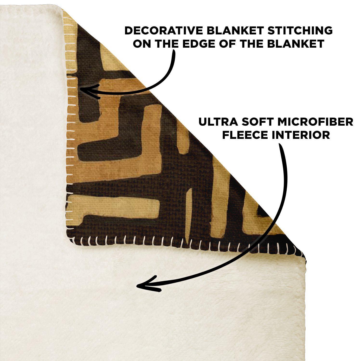 Sherpa Fleece Blanket Traditional Kuba Cloth Design (Mali) | Sherpa Fleece Blanket