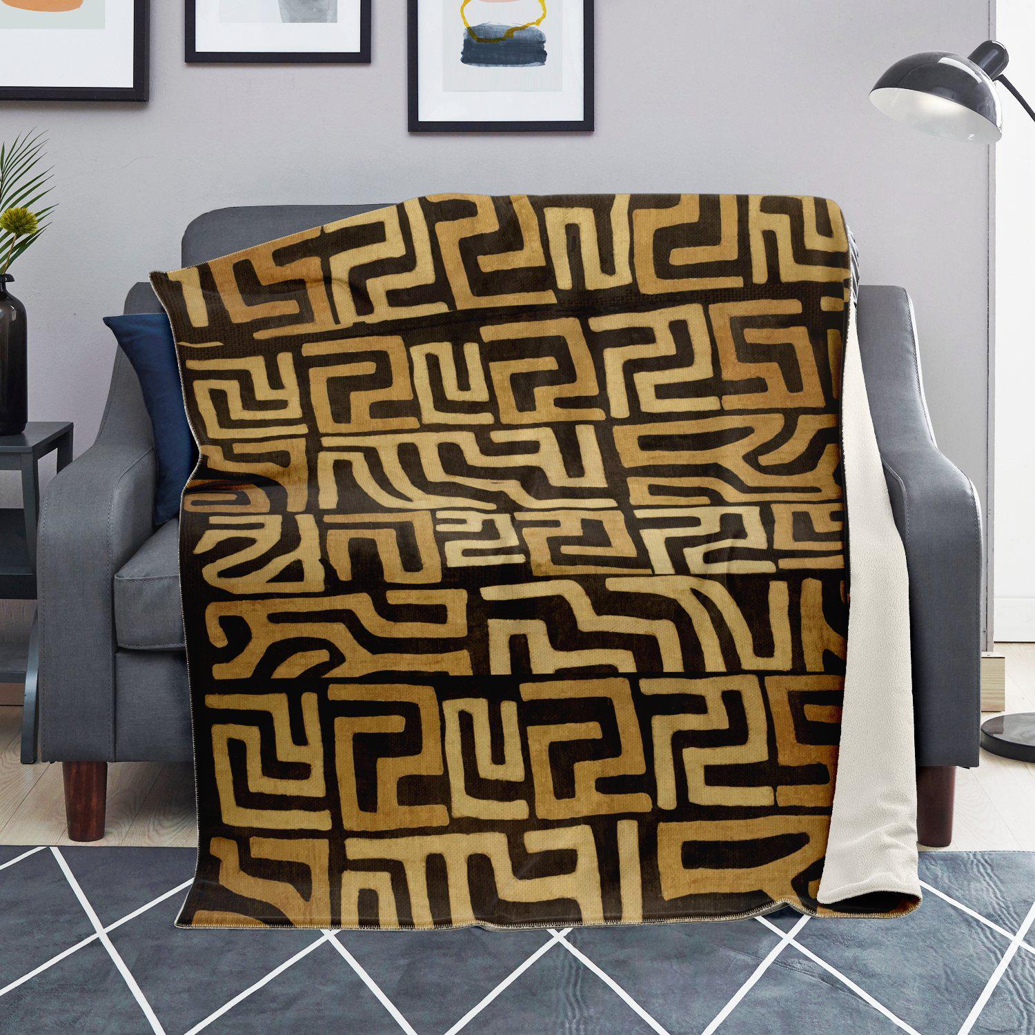 Traditional Kuba Cloth Design (Mali) | Sherpa Fleece Blanket