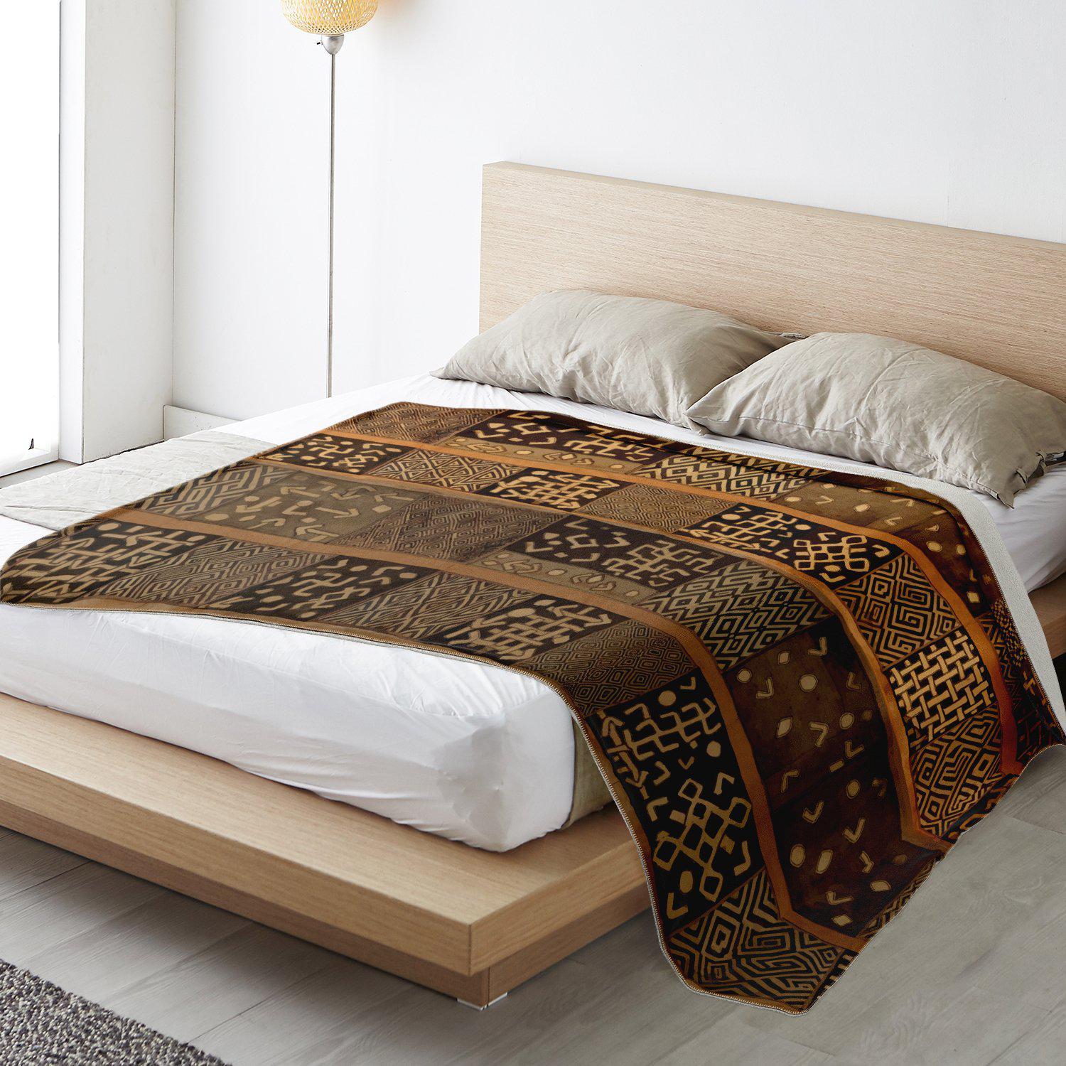 Traditional Kuba Cloth Design | Sherpa Fleece Blanket