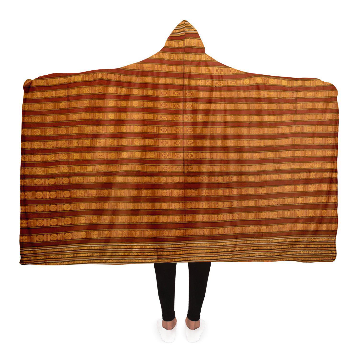 Hooded Blanket - AOP Adult / Premium Sherpa Traditional Silk Design  Hooded Blanket (Bhutan)