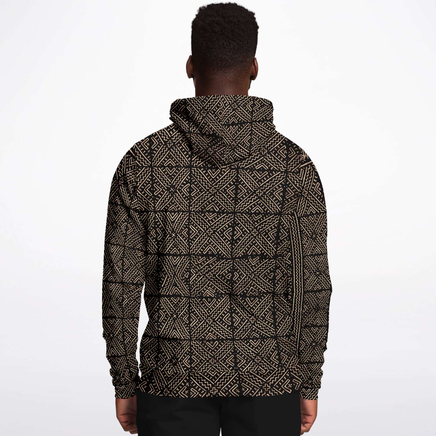 Fashion Hoodie - AOP Tribal Mali Mudcloth Hoodie, Boho, Kuba Cloth, Kilim, Baluch, Ethnic Jacket African Hippie Gift Boho Sweater Pullover Hoodie