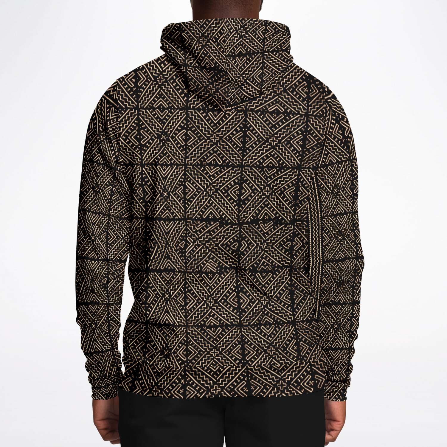 Fashion Hoodie - AOP Tribal Mali Mudcloth Hoodie, Boho, Kuba Cloth, Kilim, Baluch, Ethnic Jacket African Hippie Gift Boho Sweater Pullover Hoodie