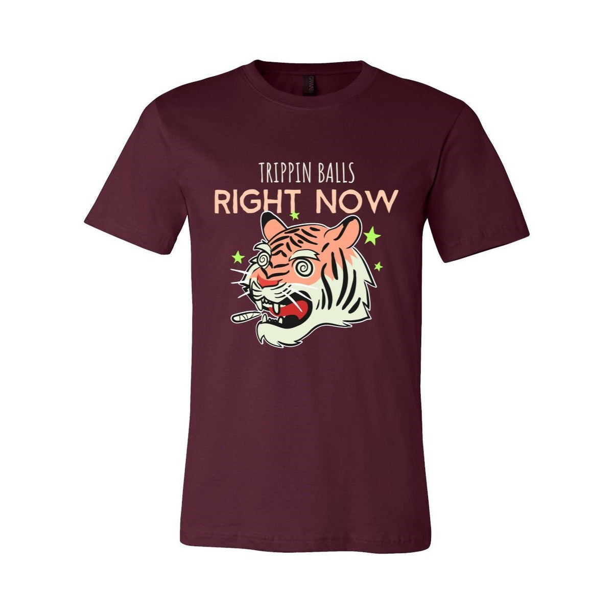 Tripping Balls Tiger LSD Cannabis Weed 420, Pot, Herb, Ganja, Marijuana, Shrooms, Mushrooms, Stoner, Pothead Funny Meme Tee T-Shirt