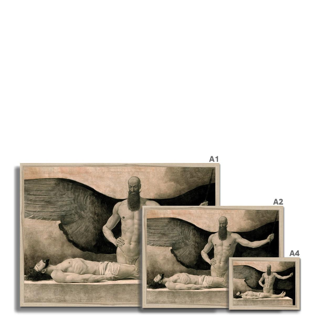 Triumph of Darkness (Sascha Schneider) | Symbolist Surreal Gothic Art Occult Supernatural Christ w Demon Homoerotic Vintage Framed Print