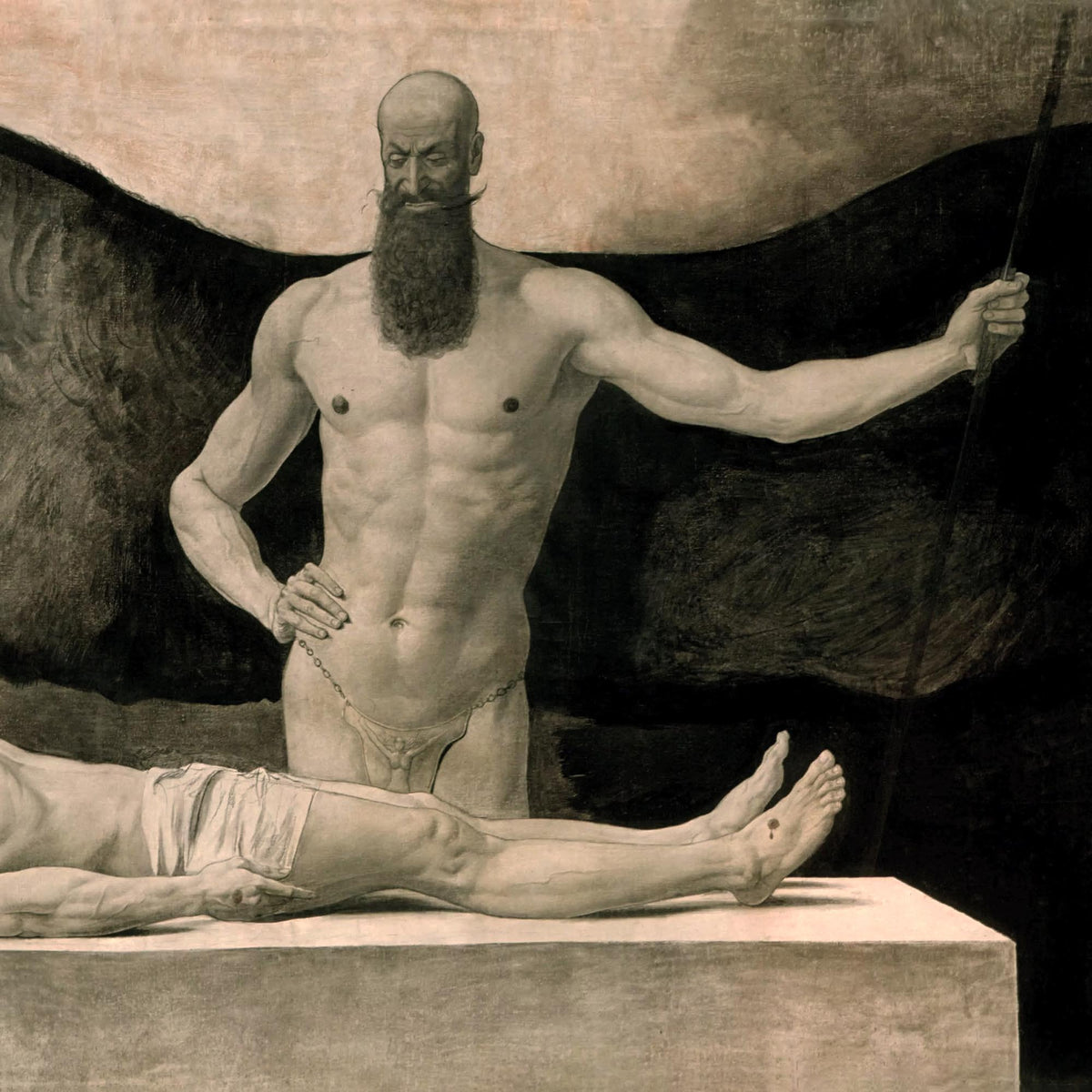 Triumph of Darkness (Sascha Schneider) | Symbolist Surreal Gothic Art Occult Supernatural Christ w Demon Homoerotic Vintage Framed Print