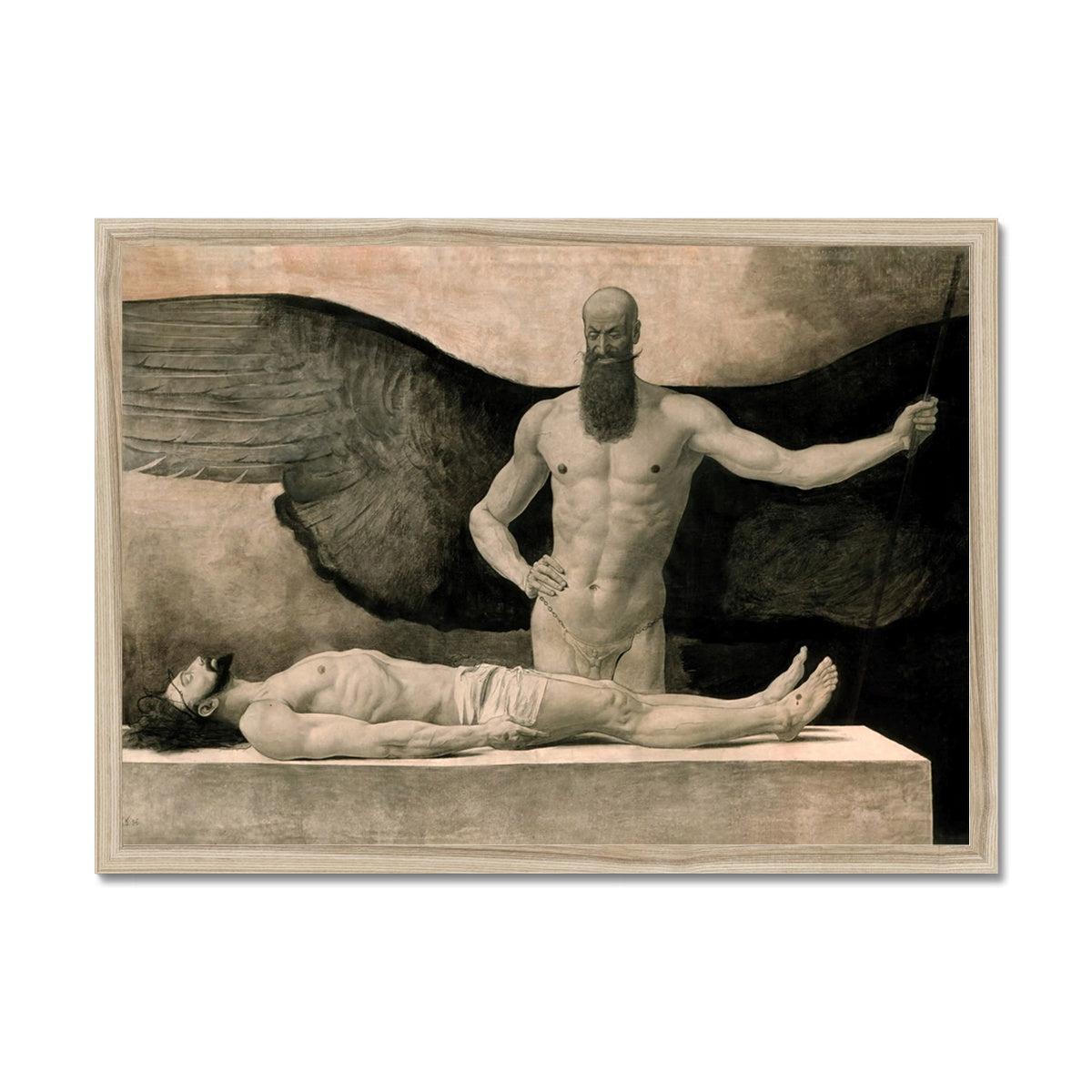 Triumph of Darkness (Sascha Schneider) | Symbolist Surreal Gothic Art Occult Supernatural Christ w Demon Homoerotic Vintage Framed Print