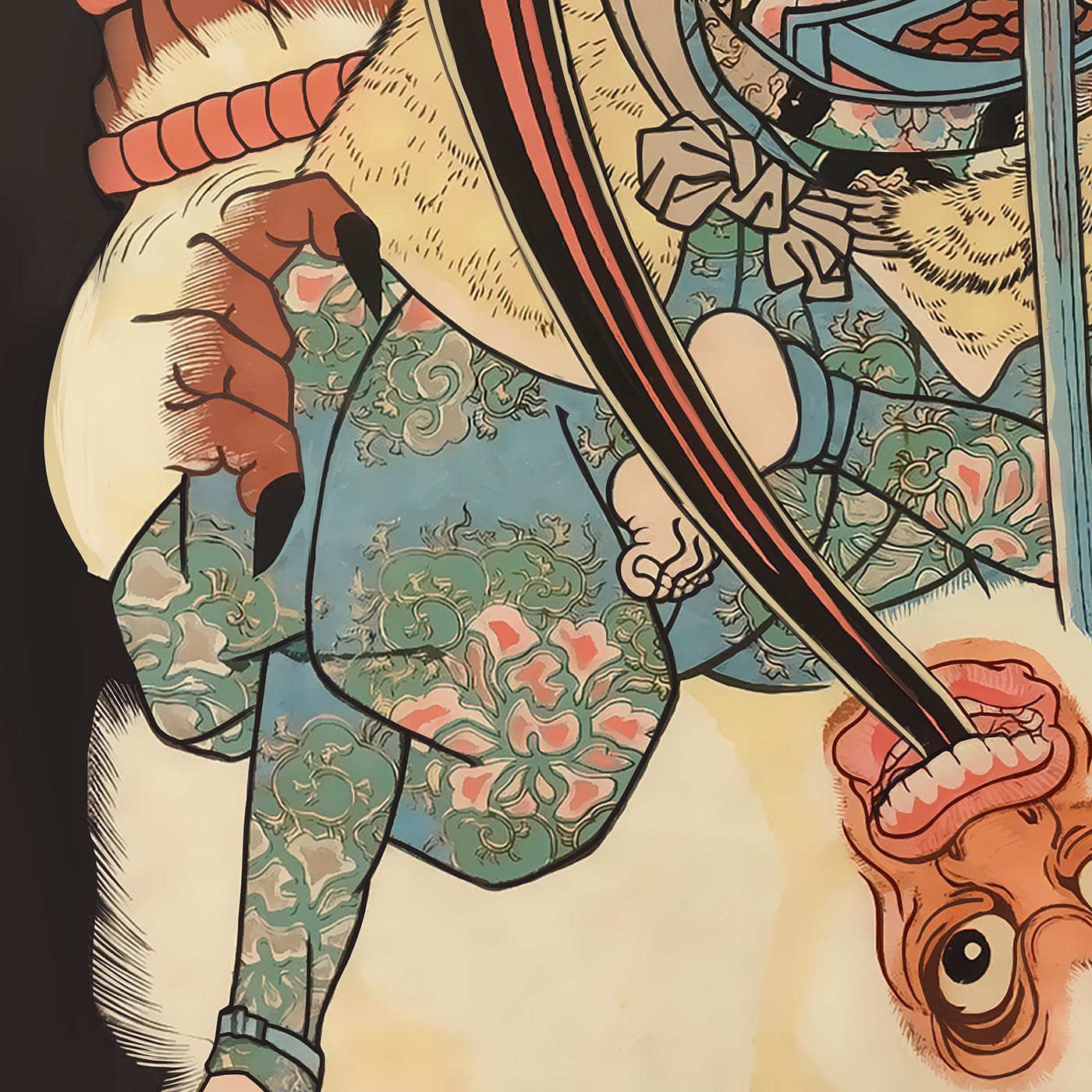AOP T-Shirt Usui Matagorô Kills a Giant Ape in the Hida Mountains Ukyo-e Samurai Vintage Ronin Japanese Fine Art T-Shirt