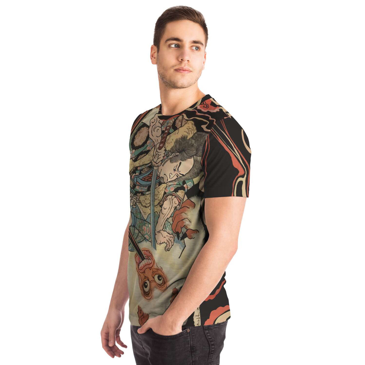 Usui Matagorô Kills a Giant Ape in the Hida Mountains Ukyo-e Samurai Vintage Ronin Japanese Fine Art T-Shirt