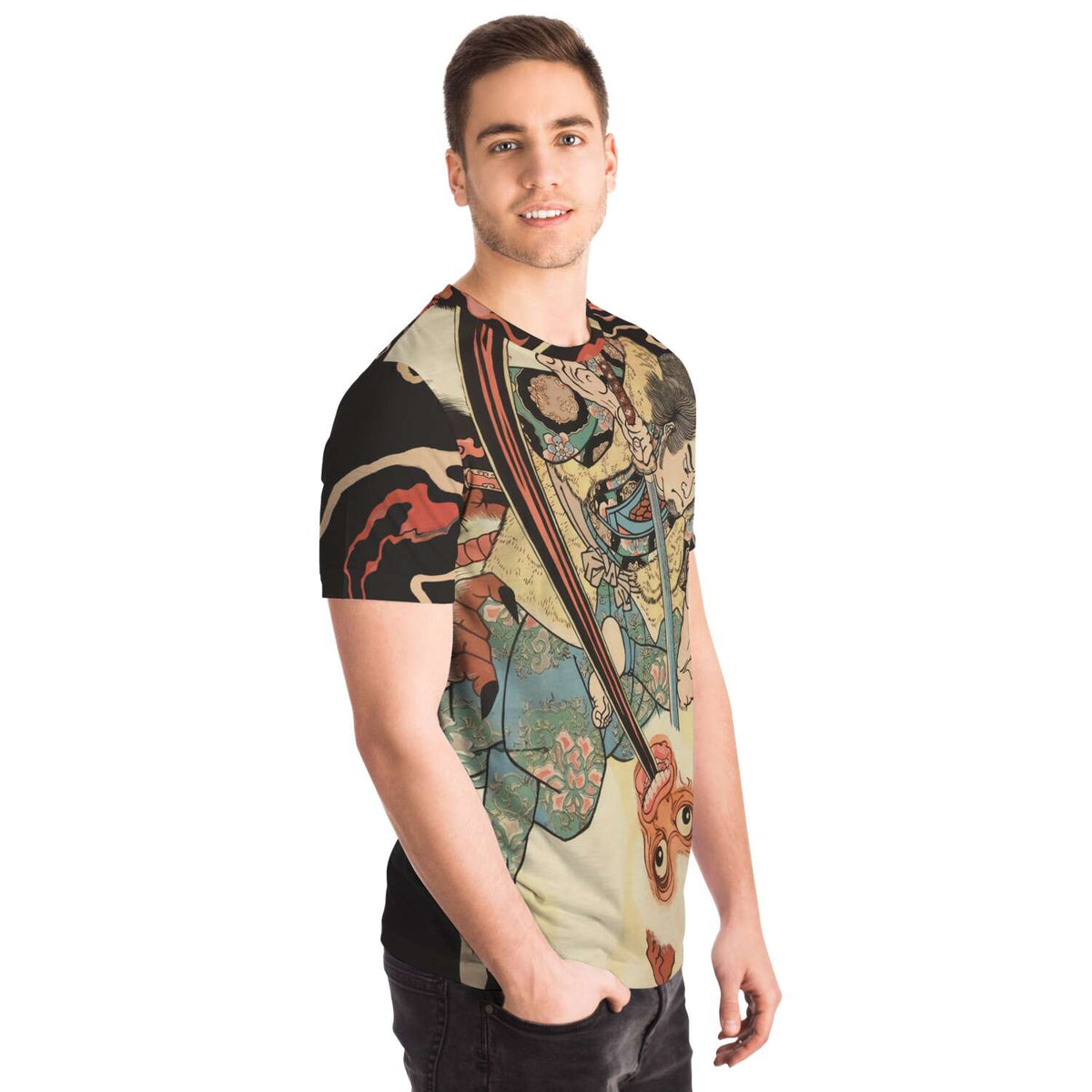 Usui Matagorô Kills a Giant Ape in the Hida Mountains Ukyo-e Samurai Vintage Ronin Japanese Fine Art T-Shirt