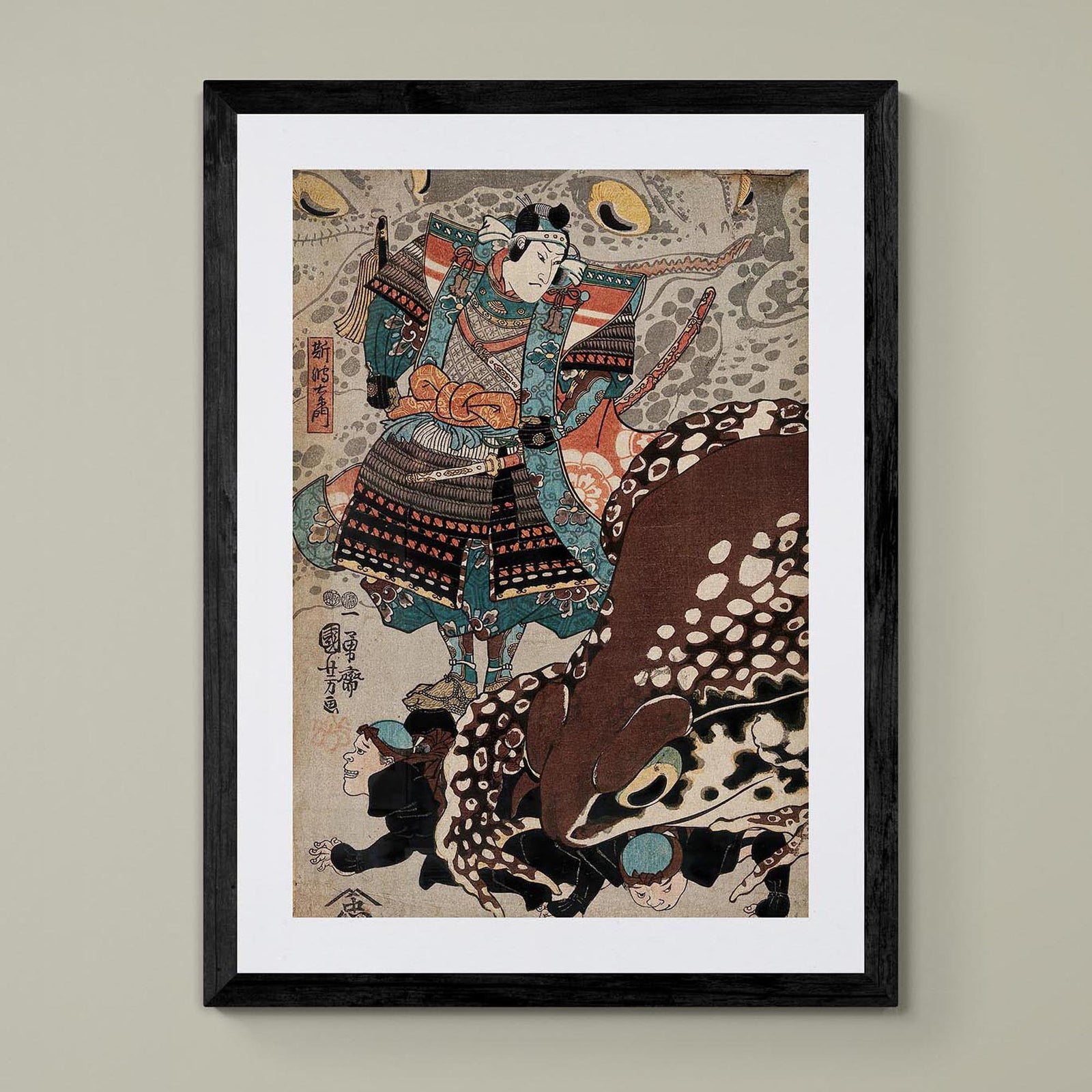giclee 4"x6" Utagawa Kuniyoshi: A Samurai Looks on as Giant Frog Runs Over Menials Fine Art Print