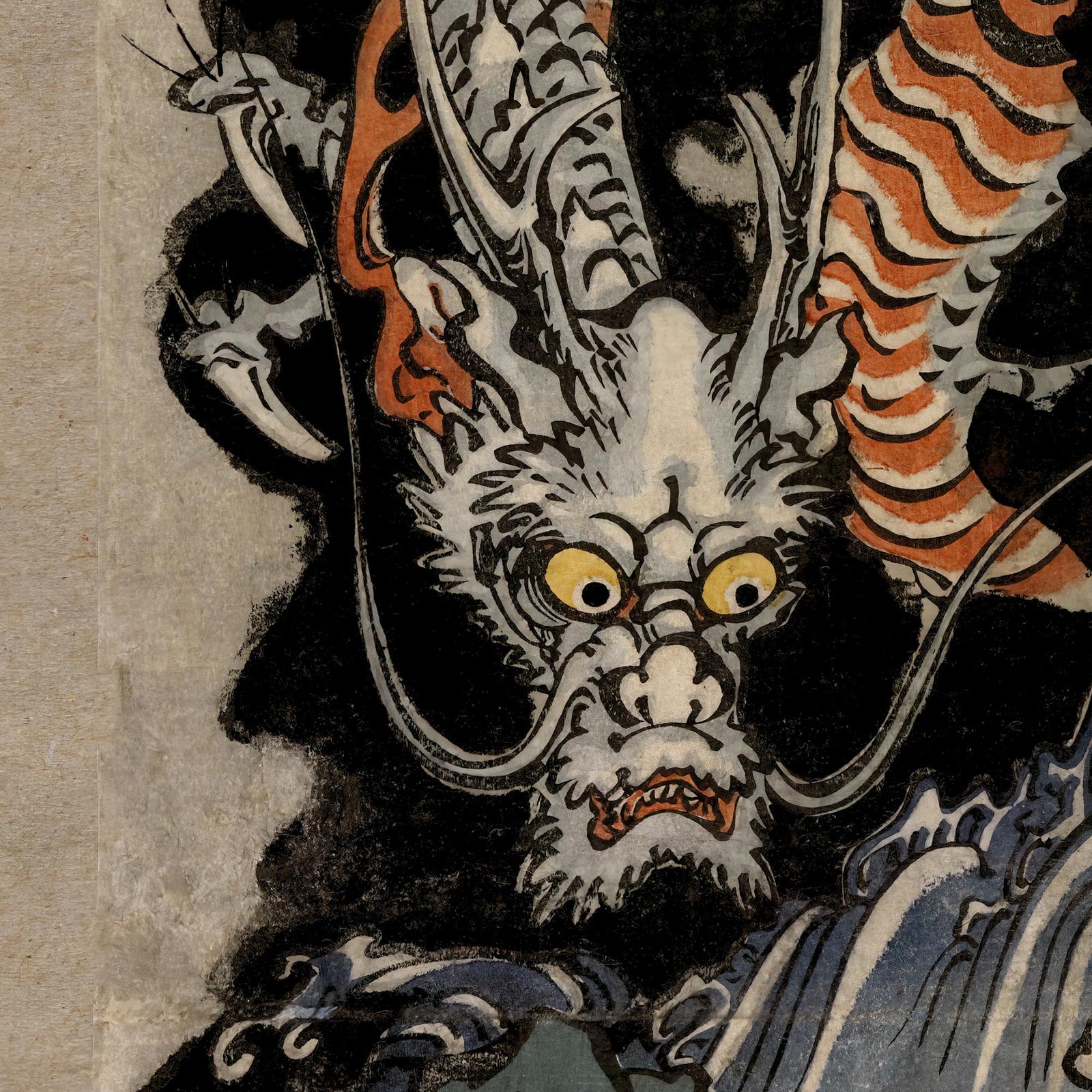 Utagawa Kuniyoshi Dragon: Japanese Mythology Ukiyo-e Antique Serpent (Gift for Him) Woodblock Ukiyo-e Yokai Folklore Fine Art Print