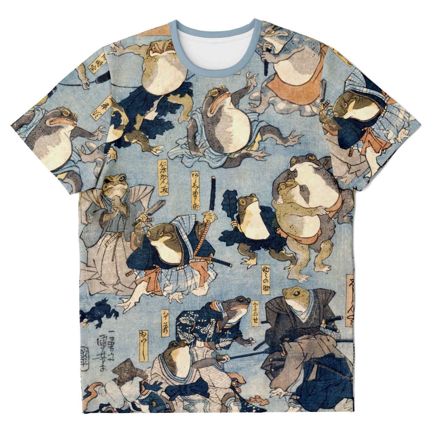 Utagawa, Kuniyoshi: Famous Heroes of the Kabuki Stage Played by Frogs Toads Funny Antique Kawaii Vintage Japanese Graphic Art Tee T-Shirt