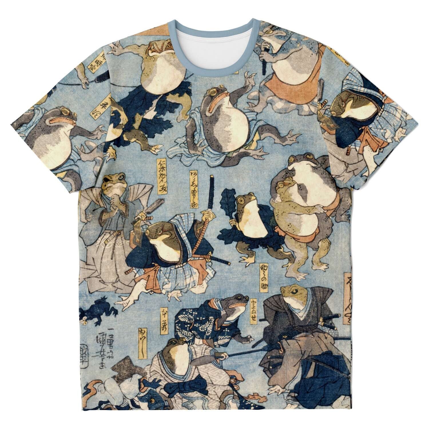 T-shirt Utagawa, Kuniyoshi: Famous Heroes of the Kabuki Stage Played by Frogs Toads Funny Antique Kawaii Vintage Japanese Graphic Art Tee T-Shirt
