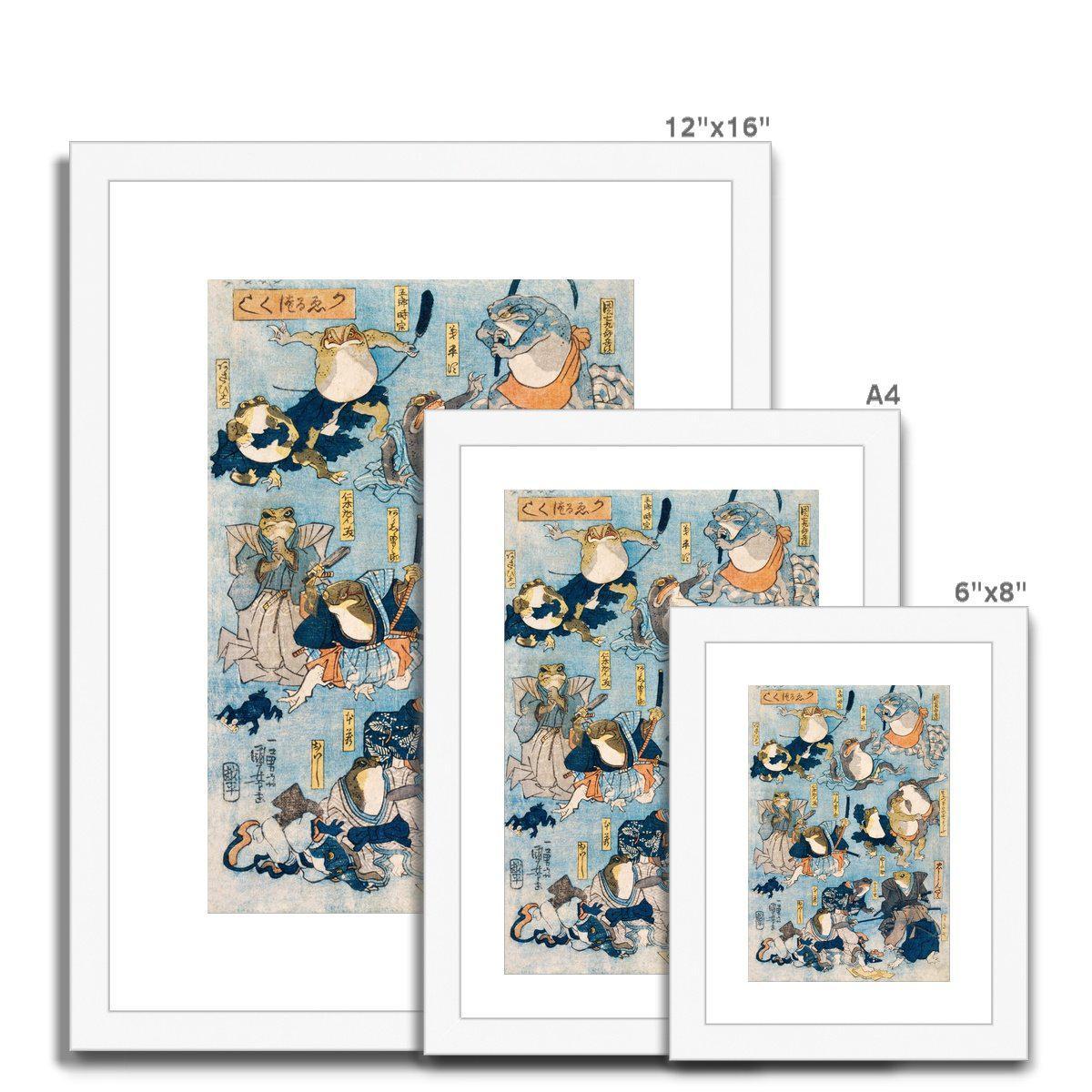 Framed Print Utagawa Kuniyoshi: Famous Kabuki Heroes Played by Frogs | Framed Print