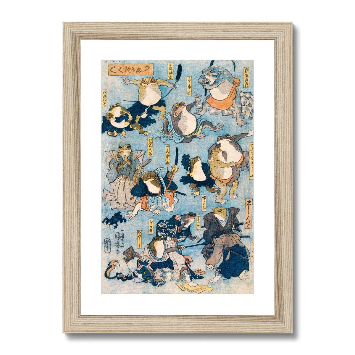 Framed Print 6"x8" / Natural Frame Utagawa Kuniyoshi: Famous Kabuki Heroes Played by Frogs | Framed Print