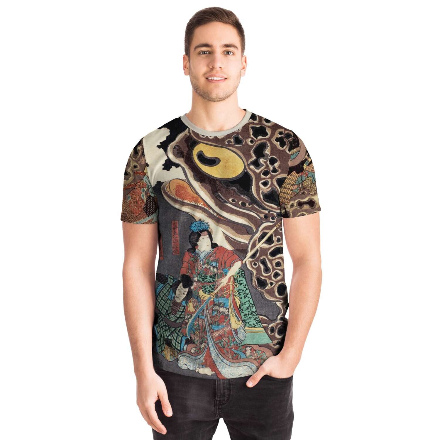 T-shirt Utagawa Kuniyoshi: Ichikawa Danjuro as Jiraya fighting Orochimaru Japanese Ukiyo-e Samurai Frog Toad Ronin Antique Art T-Shirt