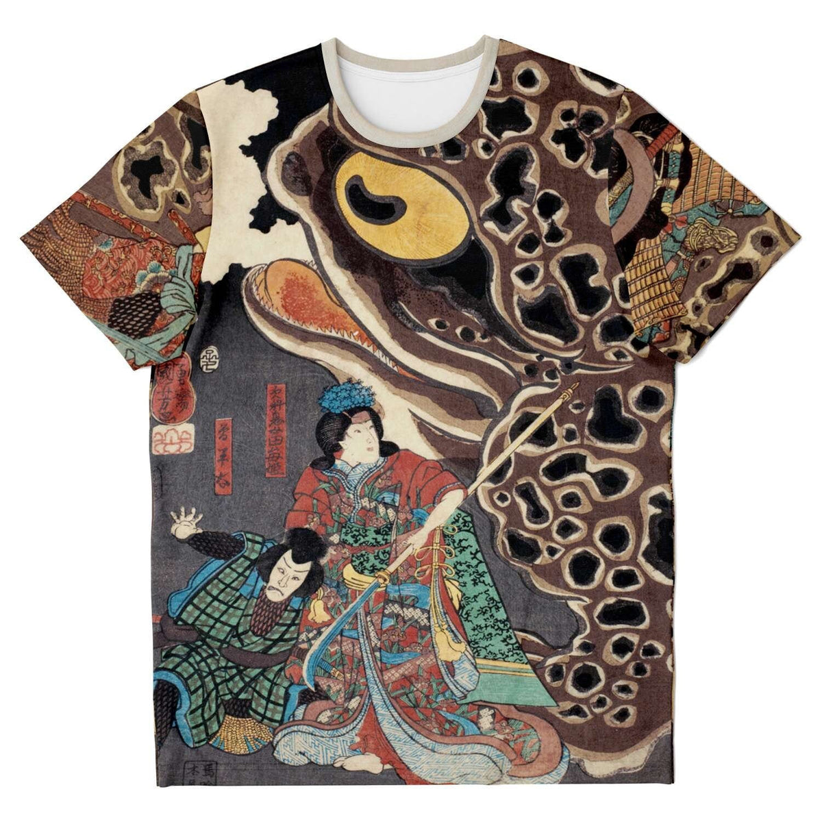 T-shirt Utagawa Kuniyoshi: Ichikawa Danjuro as Jiraya fighting Orochimaru Japanese Ukiyo-e Samurai Frog Toad Ronin Antique Art T-Shirt