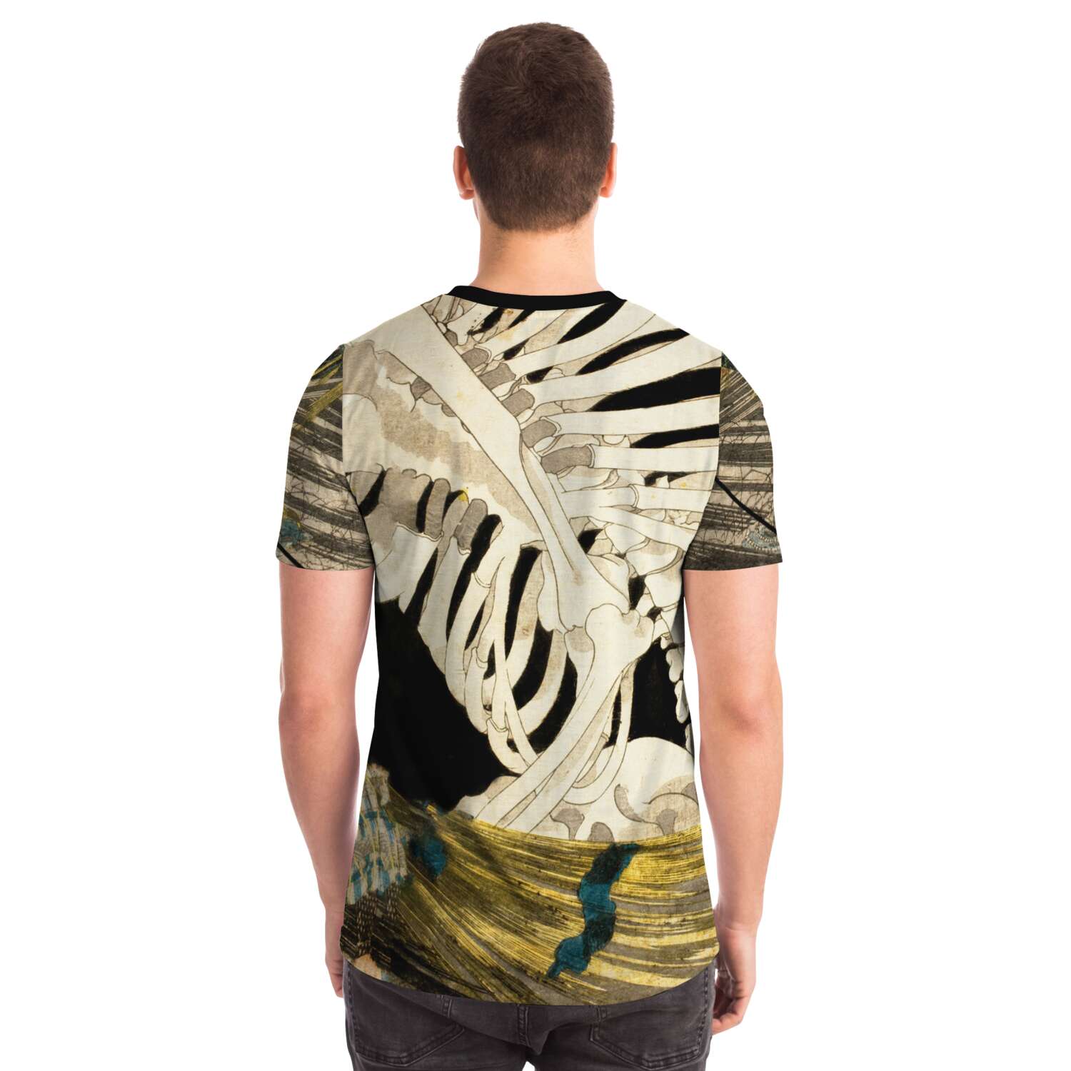 Utagawa Kuniyoshi: Mitsukuni Defying the Skeleton Spectre Vintage Yokai Supernatural Japanese Mythology Boho Ukiyo-e Graphic T-Shirt