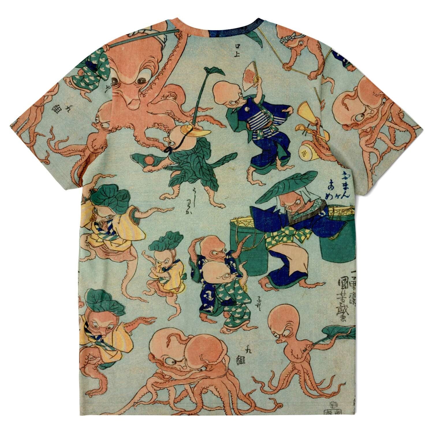 T-shirt Utagawa Kuniyoshi : Ryuko Tako No Asobi (Fashionable Octopus Games) Cute Kawaii Vintage Japanese Ukiyo-e Graphic T-Shirt