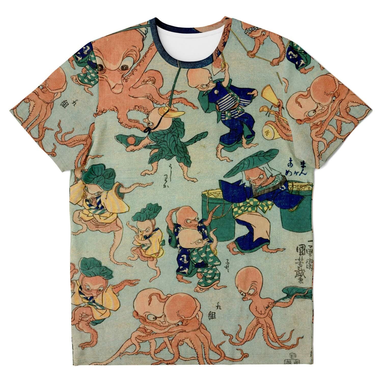Utagawa Kuniyoshi : Ryuko Tako No Asobi (Fashionable Octopus Games) Cute Kawaii Vintage Japanese Ukiyo-e Graphic T-Shirt