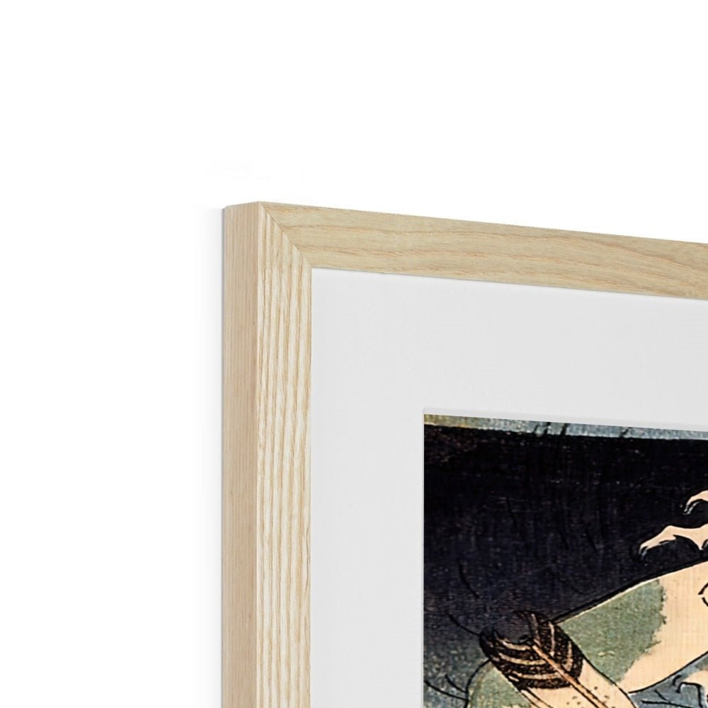 Utagawa Kuniyoshi: Samurai Warrior Riding the Waves Wookblock Edo Antique Japanese Shogun Framed Art Print