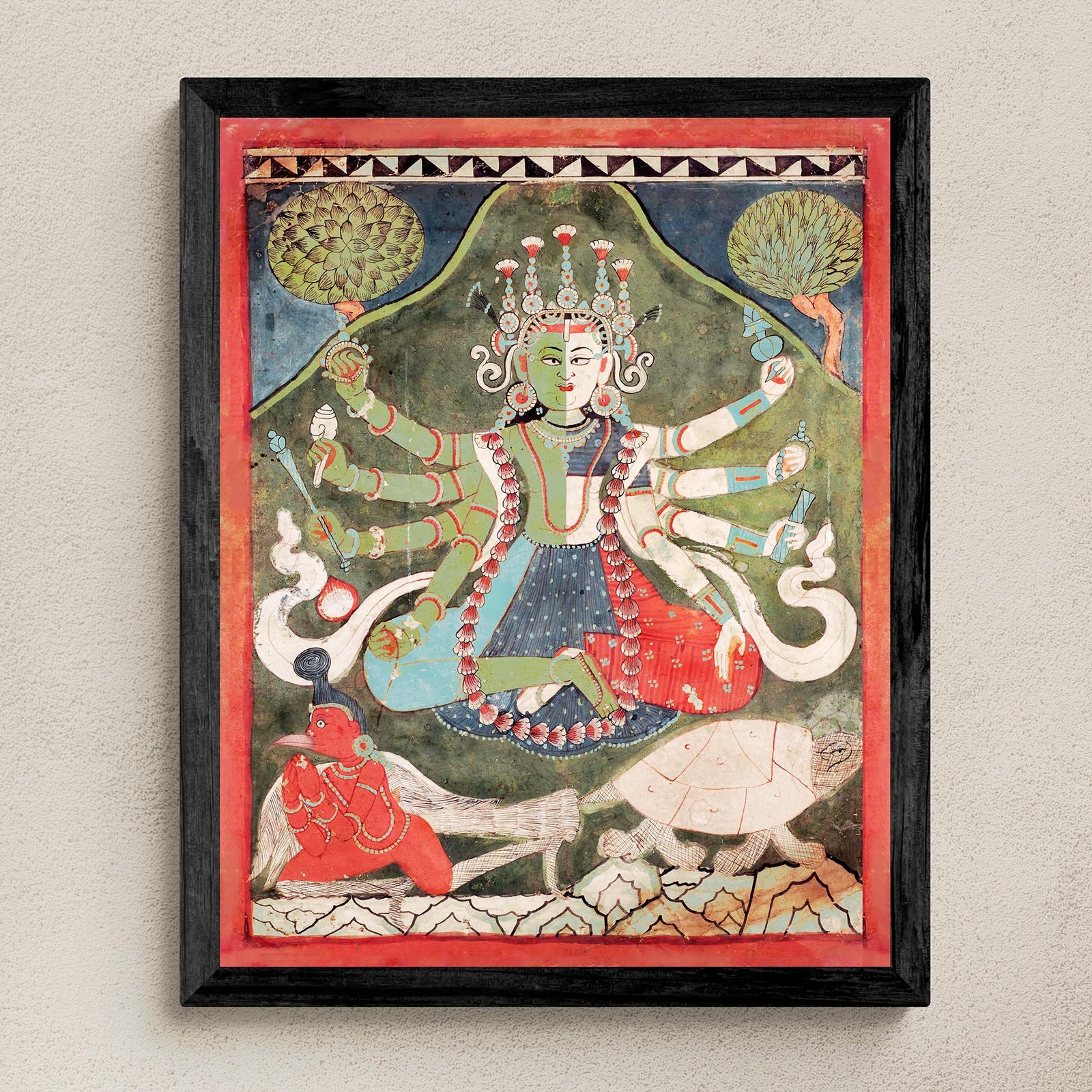 Fine art 6"x8" / Black Frame Vaikuntha-Kamalaja | Non-Binary, Gay, Transgender, Queer-Friendly 18th Century Indian Nepalese Deity Fine Art Print