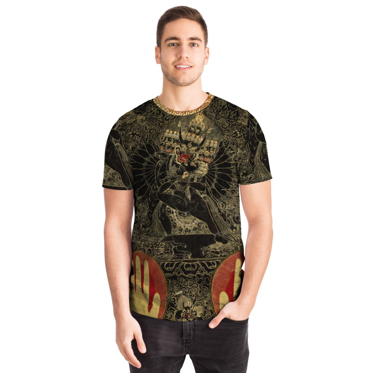 Vajrabhairava and Vajravetali | Erotic Divine Union | Sacred Tantric Sexuality Tibetan Thangka Graphic Art T-Shirt