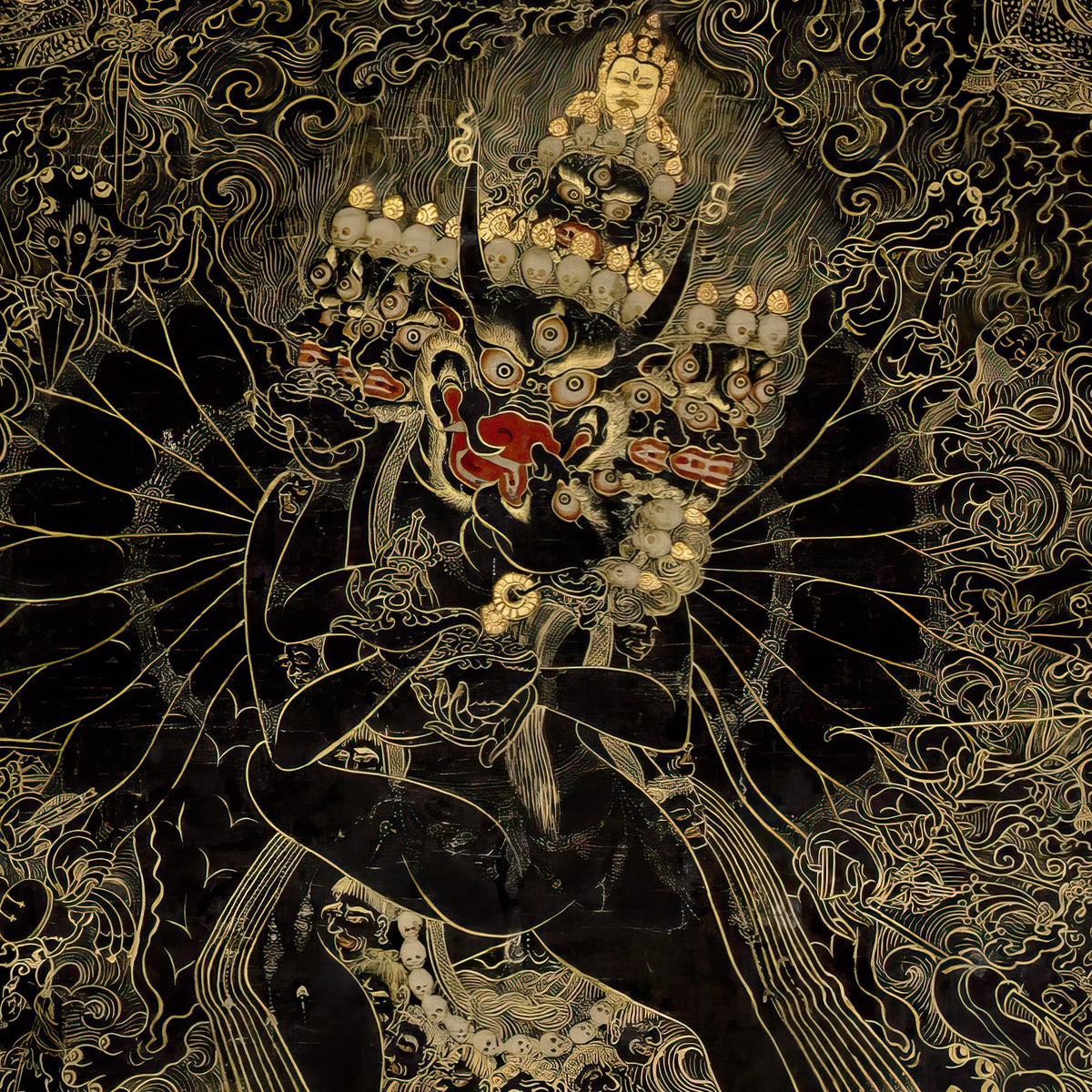 Vajrabhairava and Vajravetali | Erotic Divine Union | Sacred Tantric Sexuality Tibetan Thangka Graphic Art T-Shirt