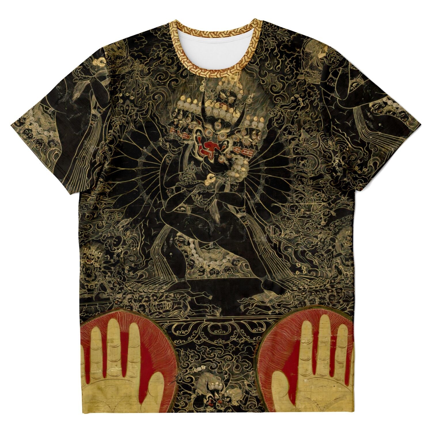 T-shirt XS Vajrabhairava and Vajravetali | Erotic Divine Union | Sacred Tantric Sexuality Tibetan Thangka Graphic Art T-Shirt