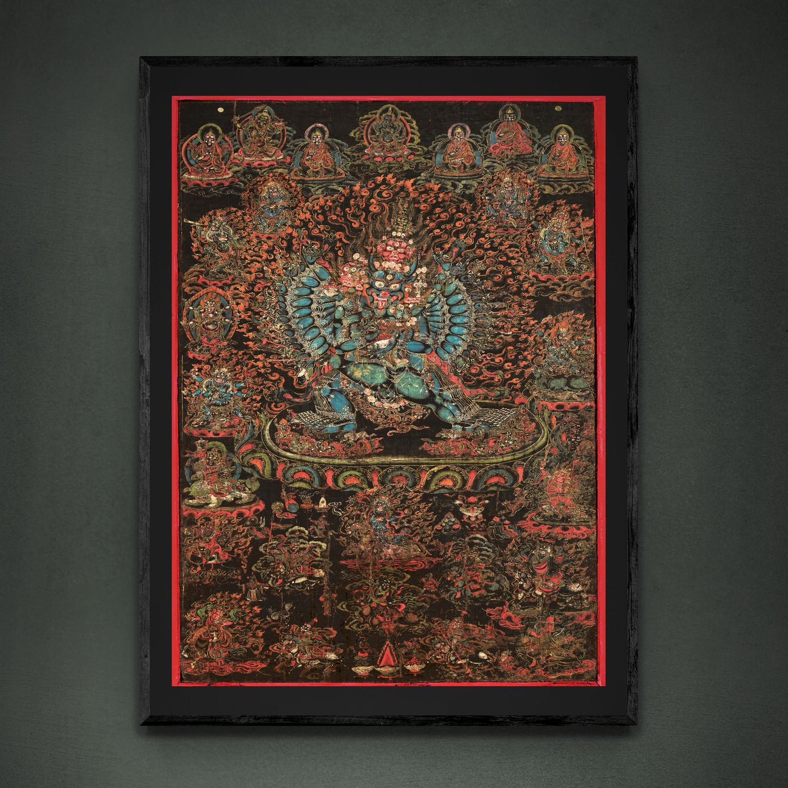 giclee 6"x8" Vajrabhairava, Tibetan Thangka Vajrayana Antique Giclée Fine Art Print