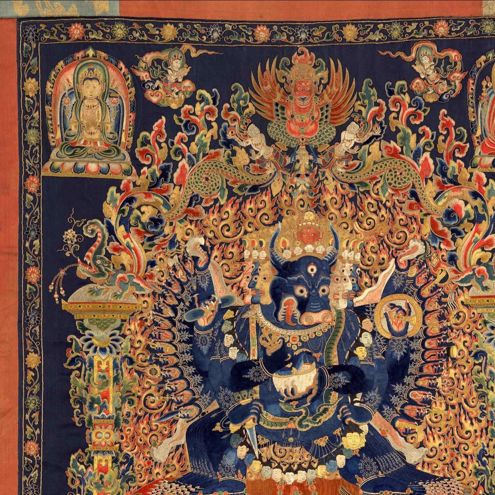 Vajrabhairava Wrathful Deity | Tibetan Buddhist Protection, Chöd Practice | Manjushri Emanation Fine Art Print with Thangka Hanger