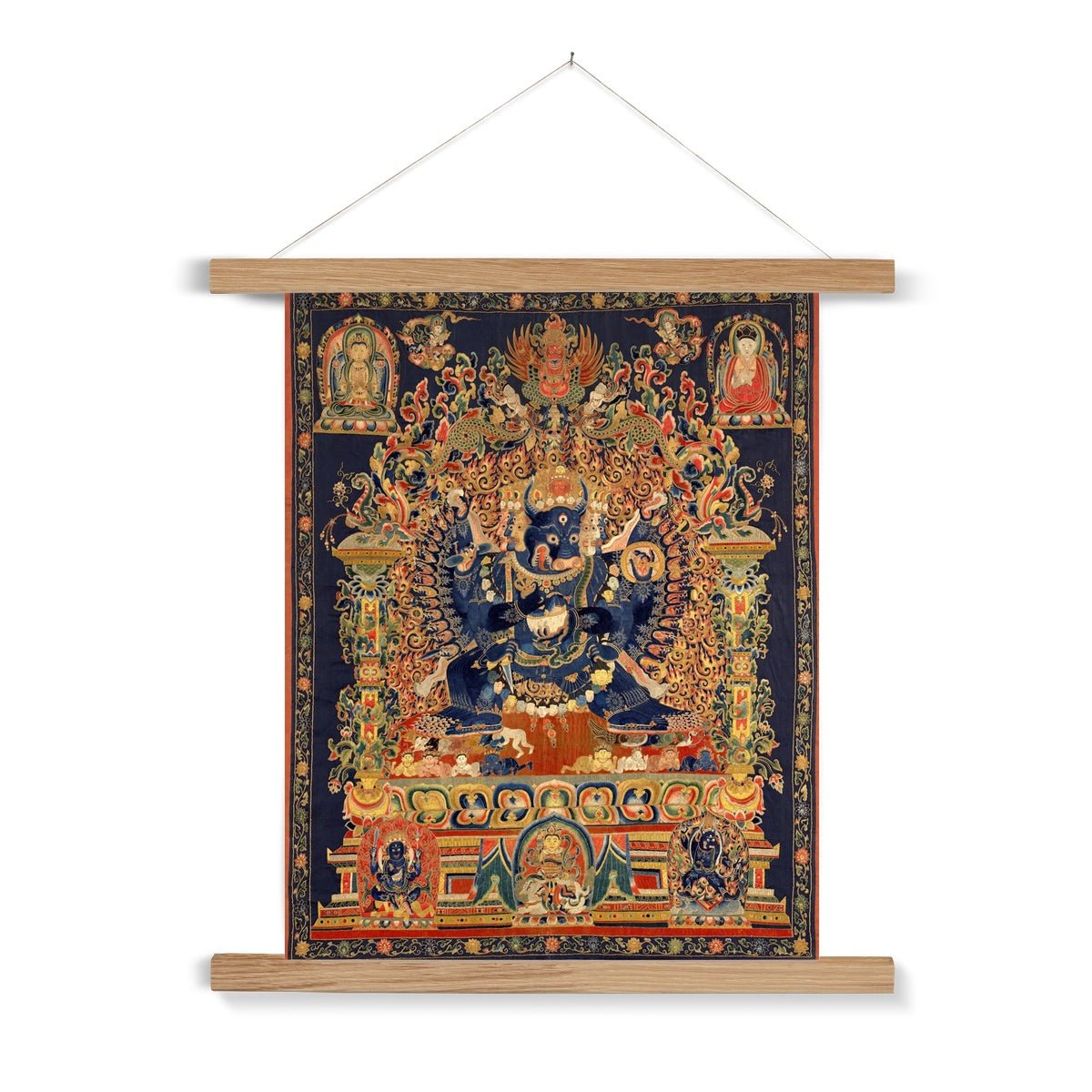 Fine art 6"x8" / Natural Frame Vajrabhairava Wrathful Deity | Tibetan Buddhist Protection, Chöd Practice | Manjushri Emanation Fine Art Print with Thangka Hanger