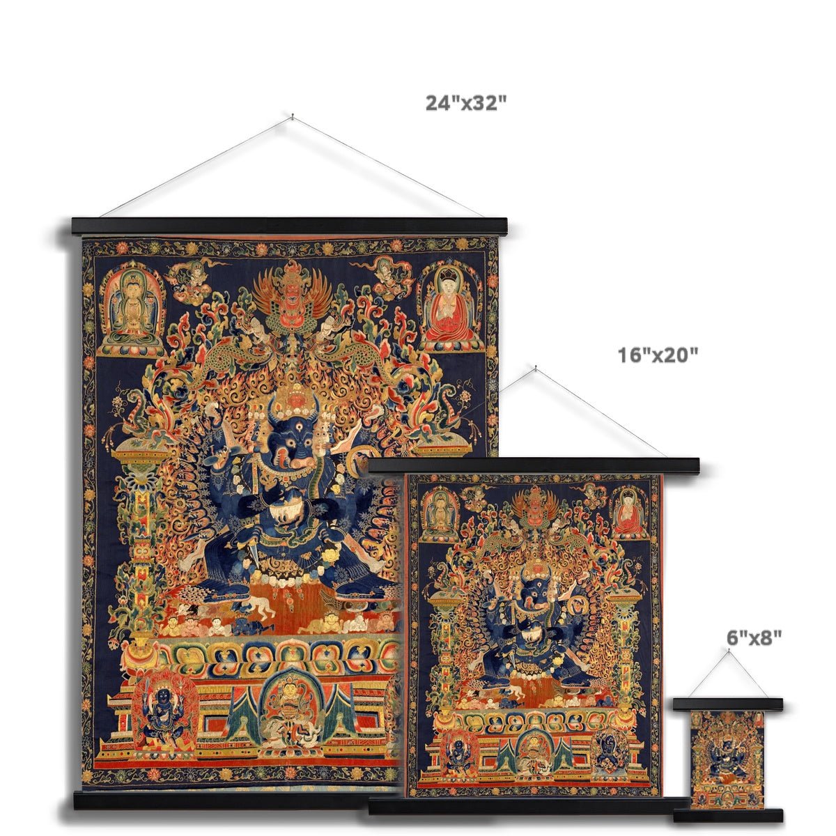 Fine art Vajrabhairava Wrathful Deity | Tibetan Buddhist Protection, Chöd Practice | Manjushri Emanation Fine Art Print with Thangka Hanger
