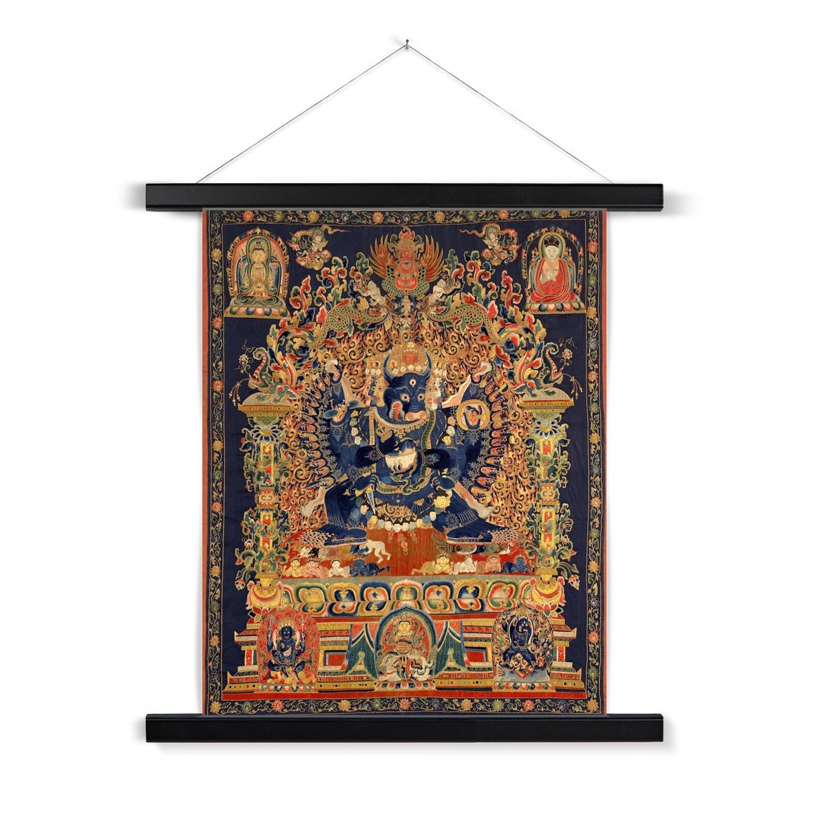 Fine art 6"x8" / Black Frame Vajrabhairava Wrathful Deity | Tibetan Buddhist Protection, Chöd Practice | Manjushri Emanation Fine Art Print with Thangka Hanger