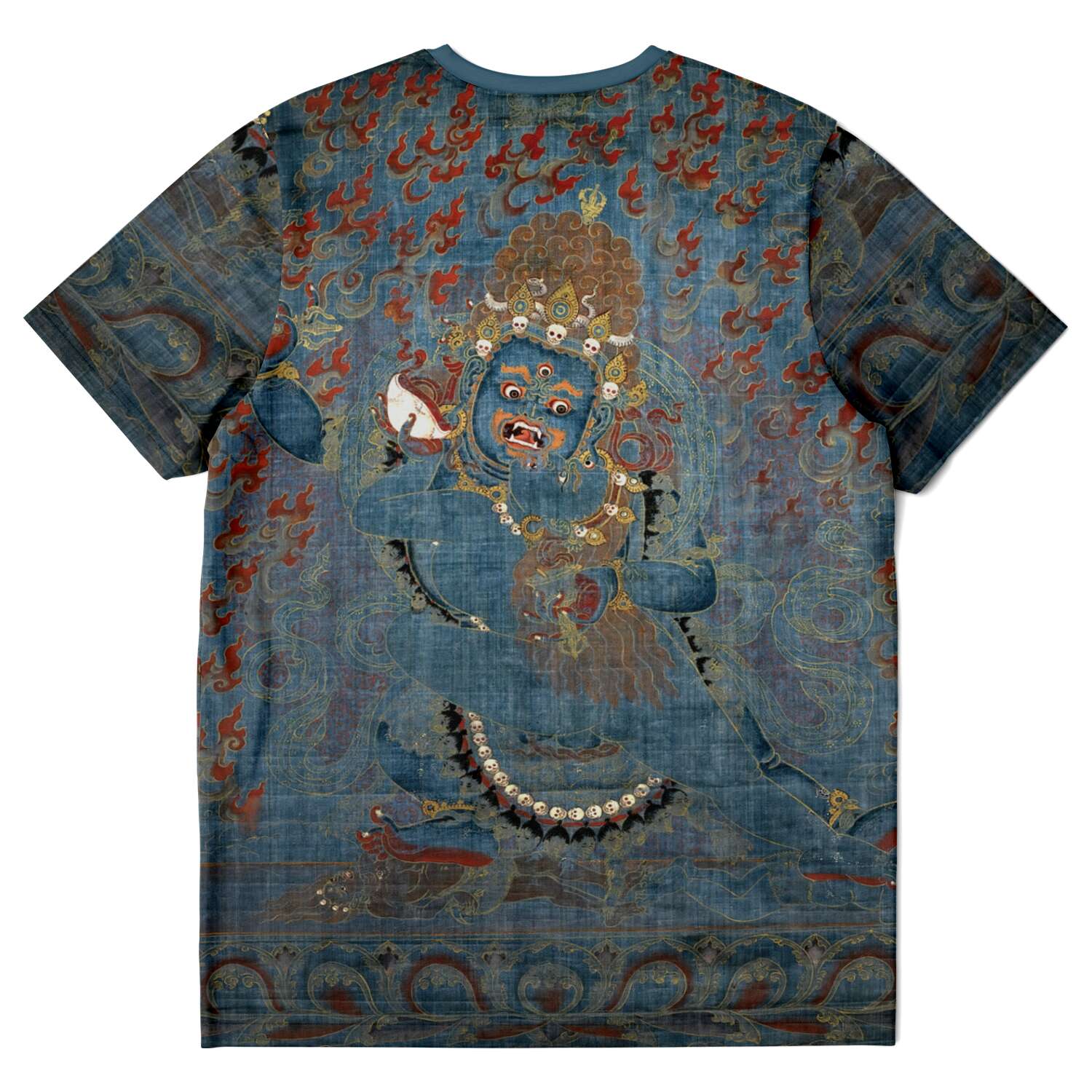 AOP T-Shirt Vajrapani and Consort, Tibet, 15th-16th Century Antique Sacred Thangka Art Graphic Tee T-Shirt