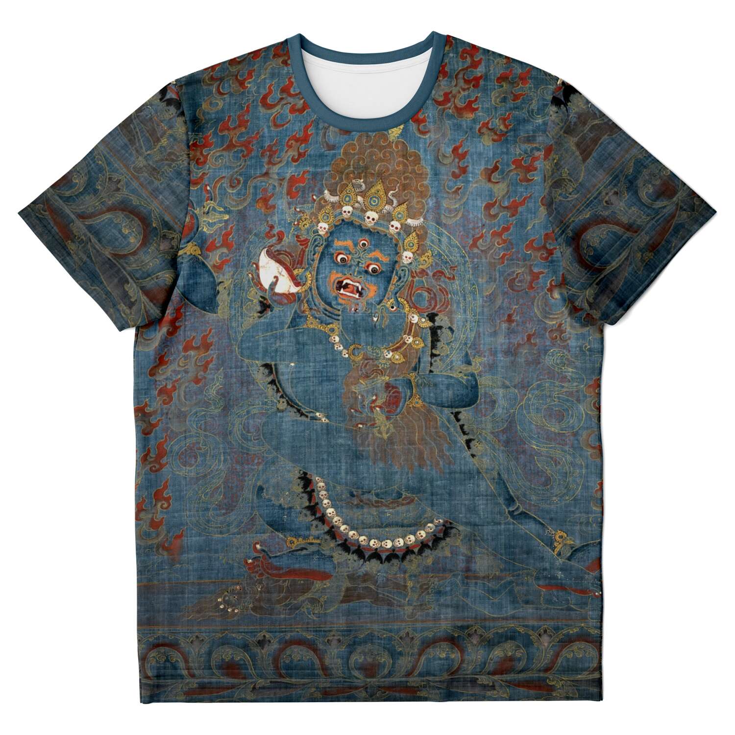 AOP T-Shirt XS Vajrapani and Consort, Tibet, 15th-16th Century Antique Sacred Thangka Art Graphic Tee T-Shirt