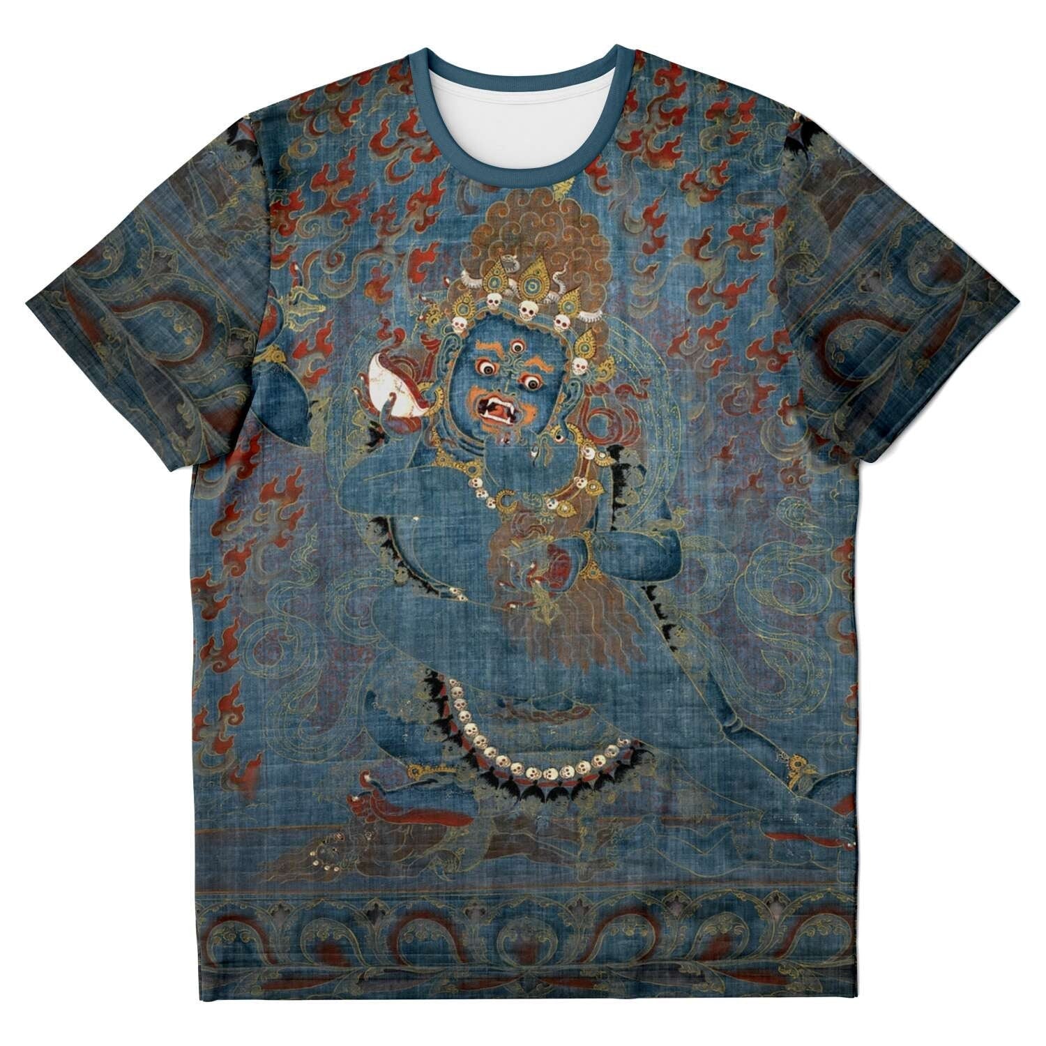 XS Vajrapani and Consort, Tibet, 15th-16th Century Antique Vintage Buddhist Deity Thangka Fine Art Graphic Tee T-Shirt
